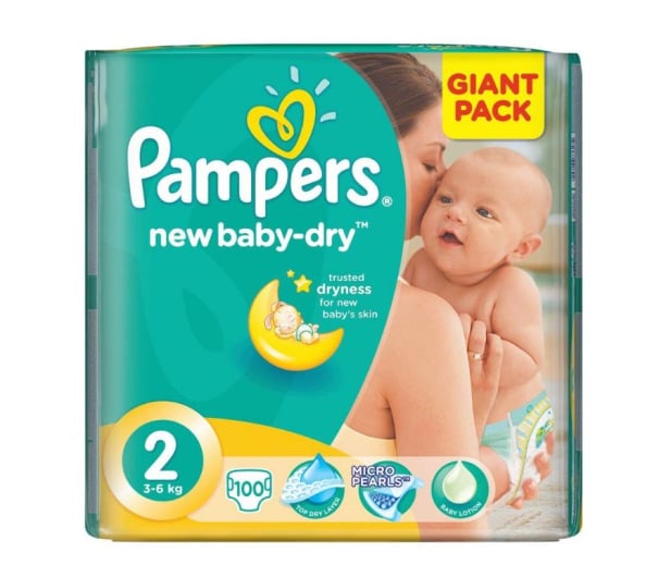 pampers 2 new baby-dry pieluchy 100szt 3-6kg mini