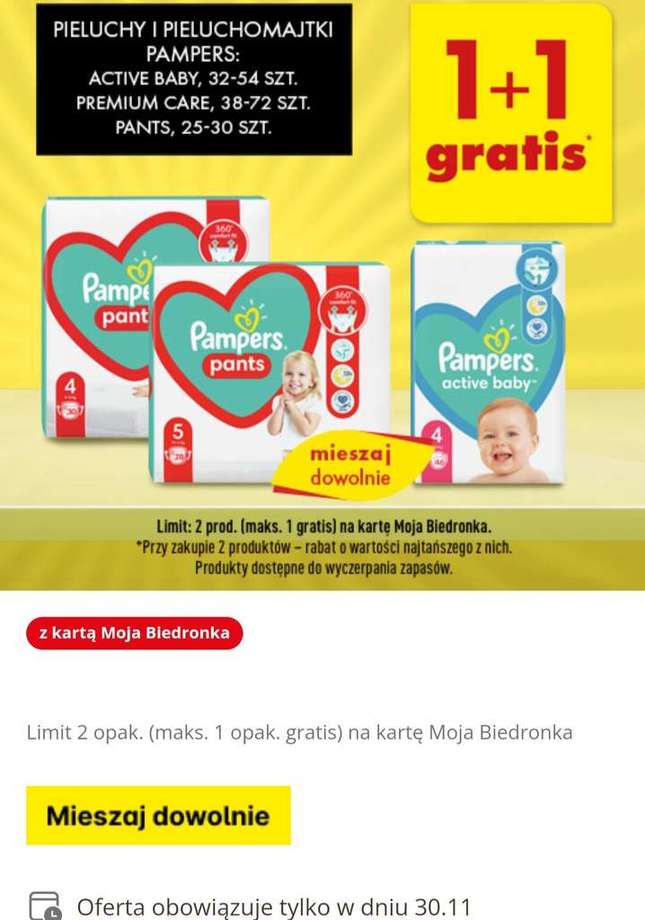 promocja pampers 1 biedronka