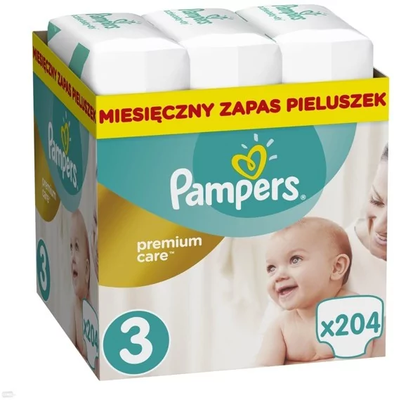 pampers premium care pieluchy jednorazowe rozmiar 3 midi 204 szt