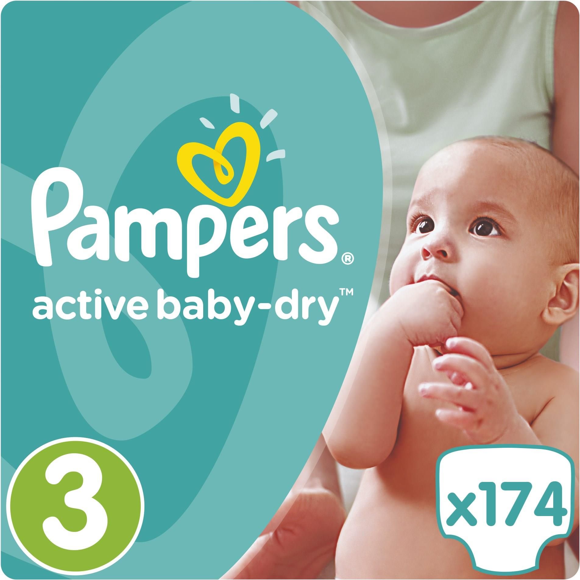 pampers active baby-dry pieluchy rozmiar 3 midi 5-9kg 208 sztuk